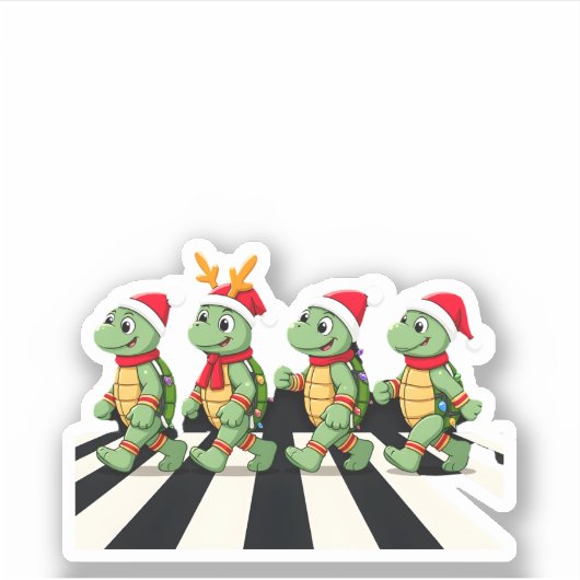 Sticker Leatherback Sea Turtle Crossing Road Xmas T-Shirt (Devant)