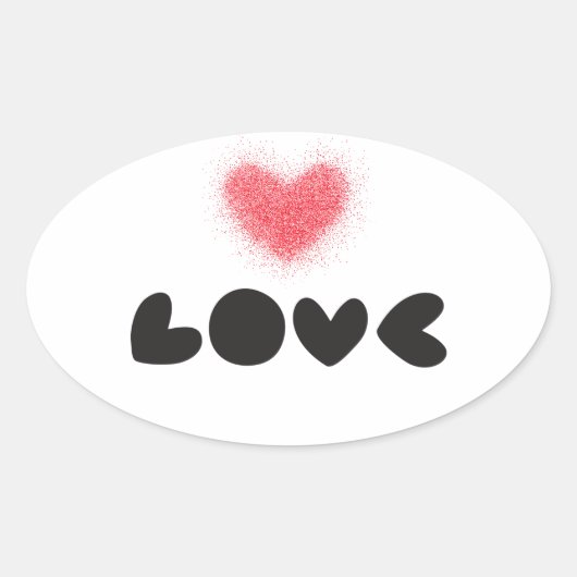 Sticker, Lebel - Rode Liefde Ovale Sticker (Voorkant)
