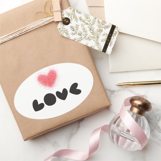 Sticker, Lebel - Rode Liefde Ovale Sticker (Geschenken)