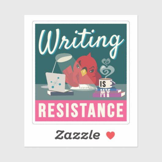 Sticker "L'écriture est ma résistance" rectangle compact (Feuille)