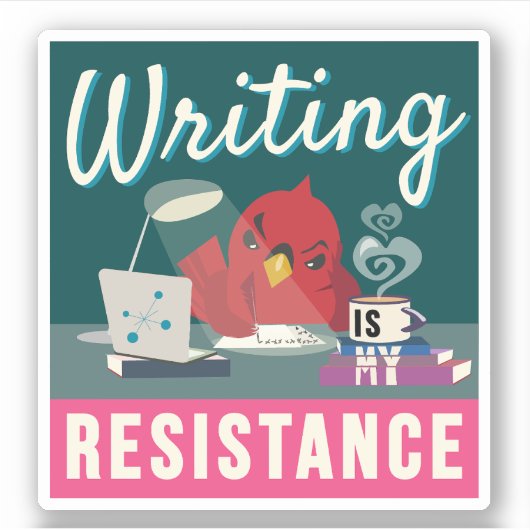 Sticker "L'écriture est ma résistance" rectangle compact (Devant)