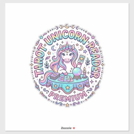 Sticker Lecteur de Tarot Licorne Premium Drôle Impression (Feuille)