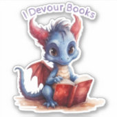 Sticker *~* Lecture Bébé Dragon AP88 I DEVOUR Livres migno (Devant)