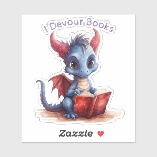 Sticker *~* Lecture Bébé Dragon AP88 I DEVOUR Livres migno (Feuille)