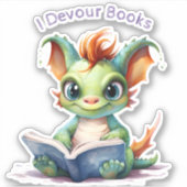 Sticker *~* Lecture Bébé Dragon - I DEVOUR AP88 LIVRES (Devant)