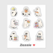 Sticker Lecture Cute Ghosts Pack Éffrayant Book Lovers Feu (Feuille)
