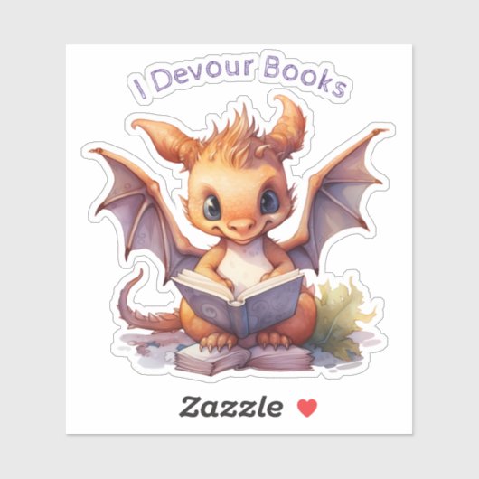 Sticker *~* Lecture de Dragon Bébé - I DEVOUR LIVRES AP88 (Feuille)
