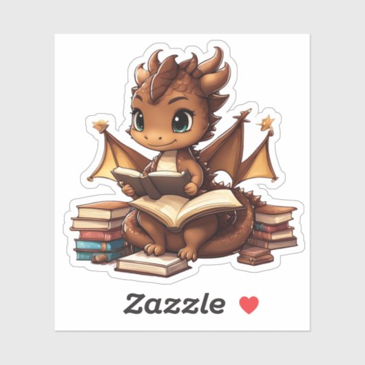 Sticker Lecture de dragon Brown (Feuille)