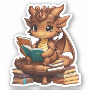 Sticker Lecture de dragon Brown
