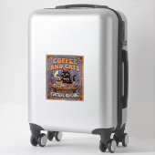 Sticker Lecture de la Chance Café et Chats Chat Feuilles d (Sur valise)