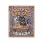 Sticker Lecture de la Chance Café et Chats Chat Feuilles d (Devant)