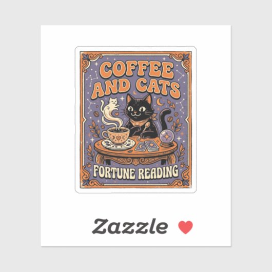 Sticker Lecture de la Chance Café et Chats Chat Feuilles d (Feuille)