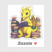 Sticker Lecture d'un dragon jaune (Feuille)