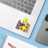 Sticker Lecture d'un dragon jaune (Ordinateur portable avec iPhone)