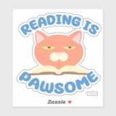 Sticker Lecture Pawsome Funny Chat Cartoon Livre (Feuille)