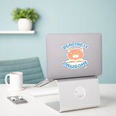 Sticker Lecture Pawsome Funny Chat Cartoon Livre (Ordinateur portable sur le bureau)