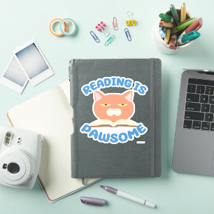 Sticker Lecture Pawsome Funny Chat Cartoon Livre