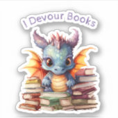 Sticker *~* Lecture Whimsical Baby Dragon READING dévorant (Devant)