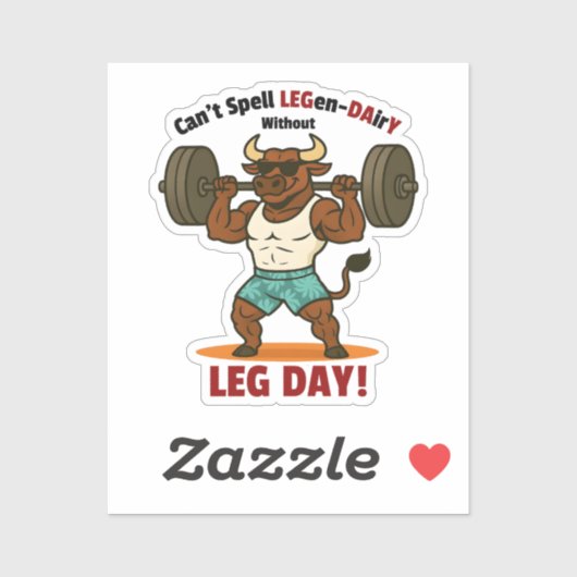 Sticker Legen-Dairy Leg Day – Funny Bull Squat Workout (Feuille)