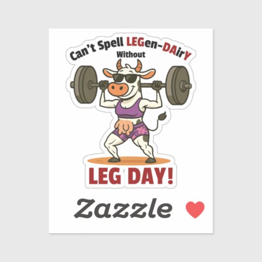 Sticker Legen-Dairy Leg Day – Funny Cow Squat Workout (Feuille)