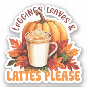 Sticker Leggings, Feuilles et lattes S'il vous plaît - Aut