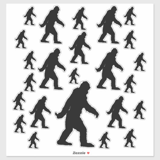 Sticker L'emblématique silhouette noire Sasquatch Bigfoot (Feuille)
