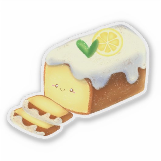 Sticker Lemon Loaf Cake Bread With Icing (Devant)