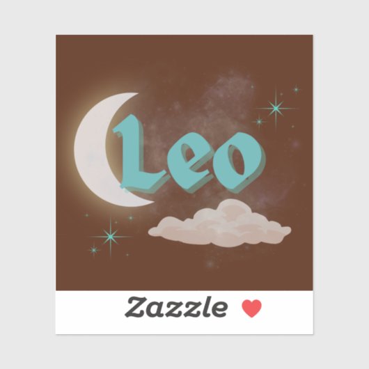Sticker Leo Celestial esthétique Dreamy Moon Cloud Stars (Feuille)