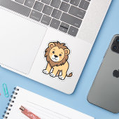 Sticker Leo le lion (Ordinateur portable avec iPhone)