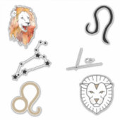 Sticker Leo zodiaque Lion anniversaire astrologie noir (Devant)
