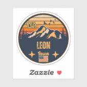 Sticker Leon, Iowa Ia, États-Unis (Feuille)