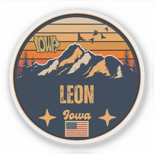 Sticker Leon, Iowa Ia, États-Unis (Devant)