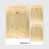 Sticker Leonardo Da Vinci, Homme Vitruvien, Ratio D'Or (Feuille)