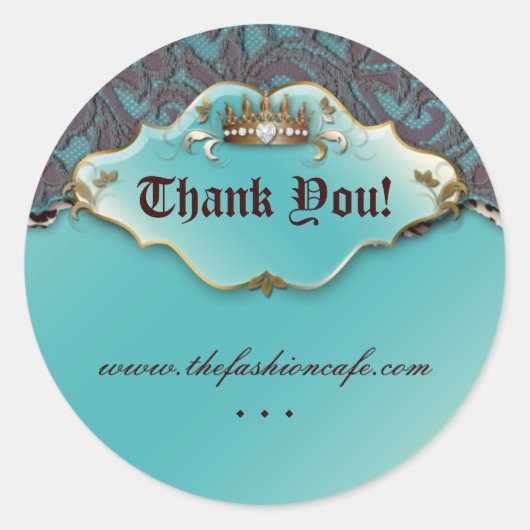 Sticker Léopard de mode Bijoux Couronne Turquoise (Devant)