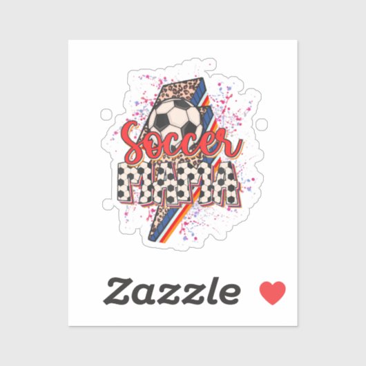 Sticker Leopard Soccer Mama Éclair Bolt Sport Maman Mothe (Feuille)