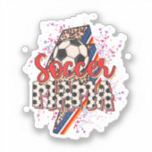 Sticker Leopard Soccer Mama Éclair Bolt Sport Maman Mothe (Recto)