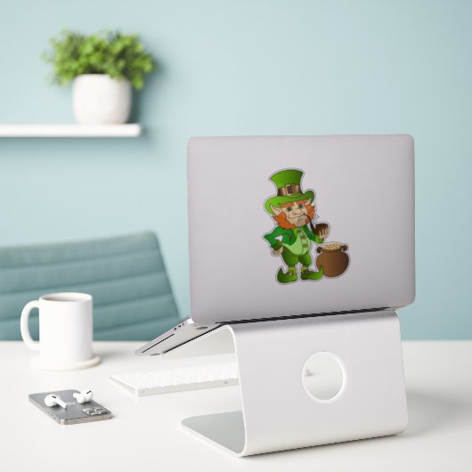 Sticker Leprechaun 2 (Ordinateur portable sur le bureau)