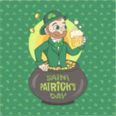 Sticker Leprechaun de dessin dans une casserole d'or tenan (Recto)