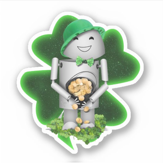 Sticker Leprechaun Robot St. Patrick's Day (Devant)