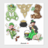 Sticker Leprechauns Et Ours Set De Vinyle Irlandais (Feuille)