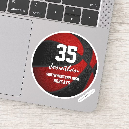 Sticker L'équipe de basket rouge noir couleurs garçons fil (Détail)