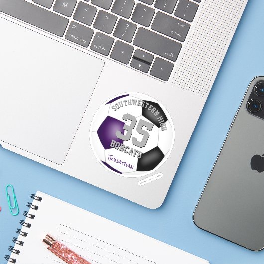Sticker L'équipe de football couleur violet noir favorise (Ordinateur portable avec iPhone)