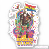 Sticker L'équipe du suicide | Harley Quinn Flowers & Rainb (Devant)