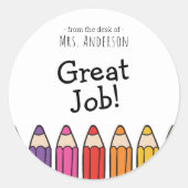 Sticker-lerarennaam aanmoedigen ronde sticker (Voorkant)