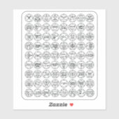 Sticker Les 72 Sigles Démon D'Ars Goetia (noir sur blanc) (Feuille)