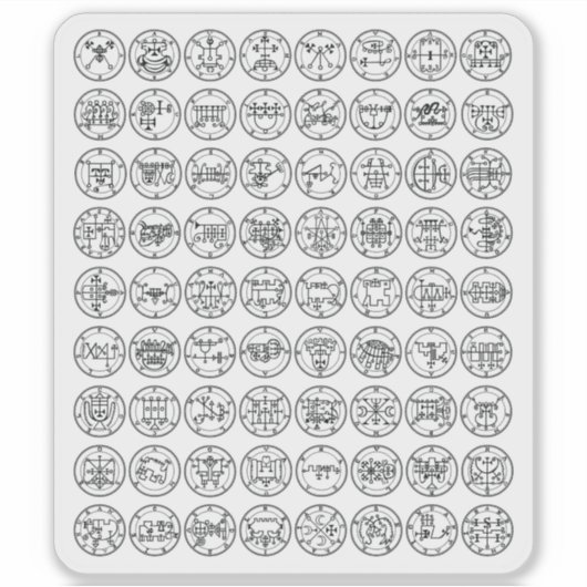 Sticker Les 72 Sigles Démon D'Ars Goetia (noir sur blanc) (Devant)