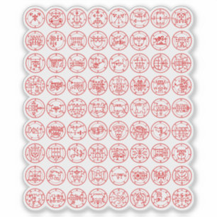 Sticker Les 72 Sigles Démon D'Ars Goetia (rouge)