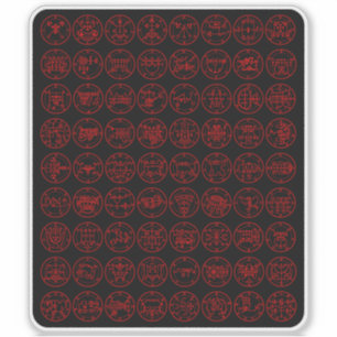 Sticker Les 72 Sigles Démons d'Ars Goetia (rouge sur noir)