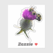 Sticker Les abeilles sur l'autocollant de fleur de chardon (Feuille)