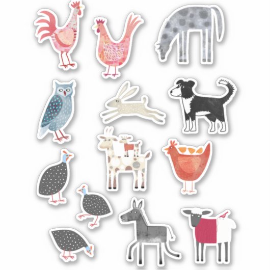 Sticker Les animaux de ferme mignons (Devant)